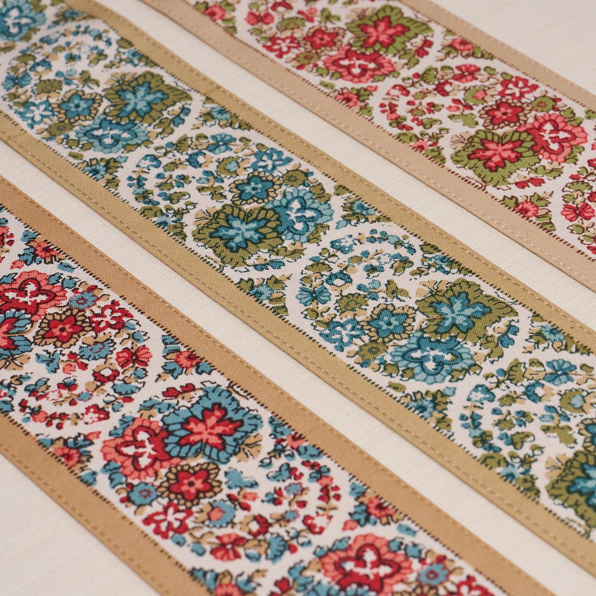 Schumacher Ines Paisley Rose & Cognac Trim