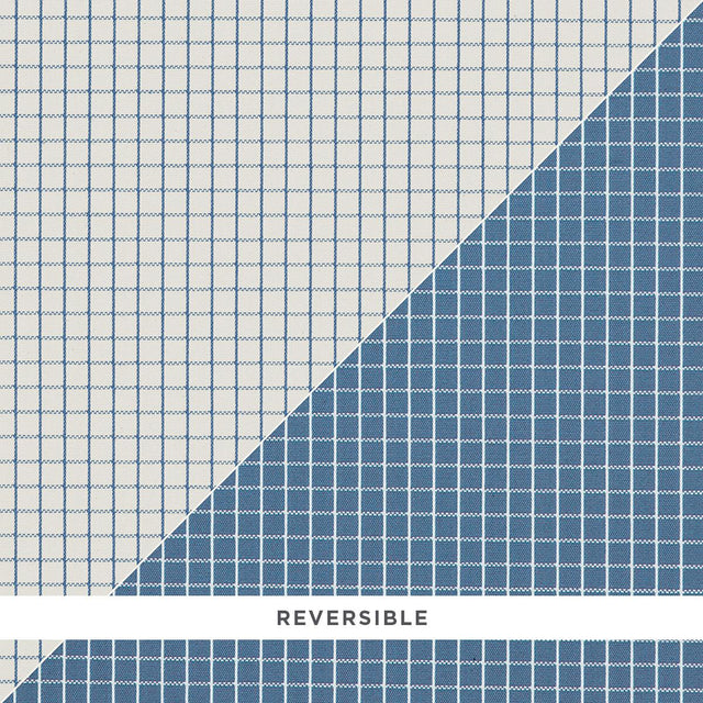 Schumacher Georgie Reversible Check Indigo Fabric