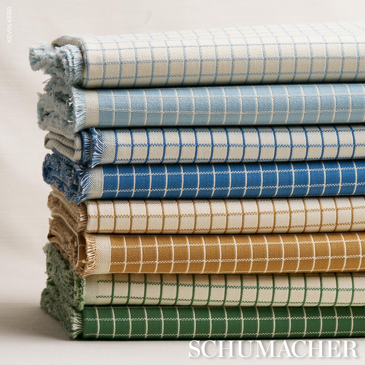 Schumacher Georgie Reversible Check Indigo Fabric