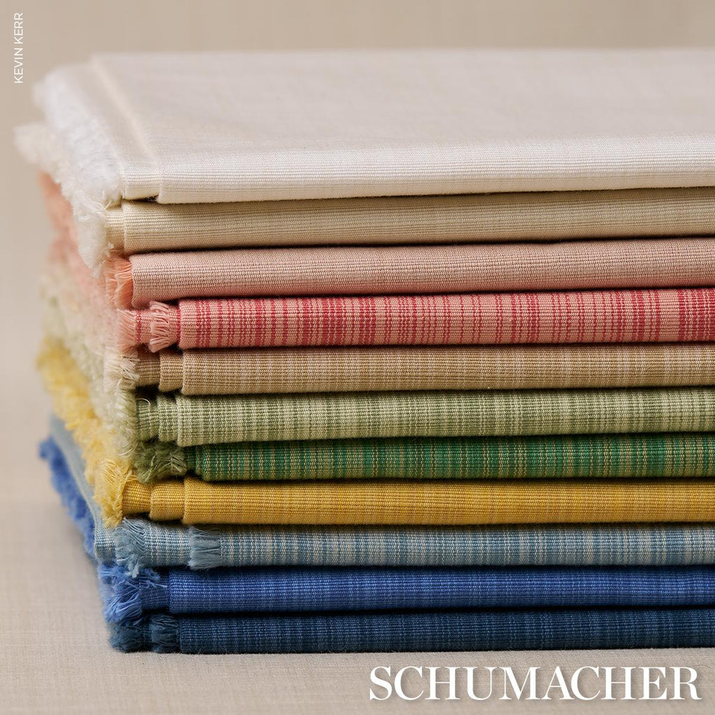 Schumacher Gracie Solid Stri Ivory Fabric
