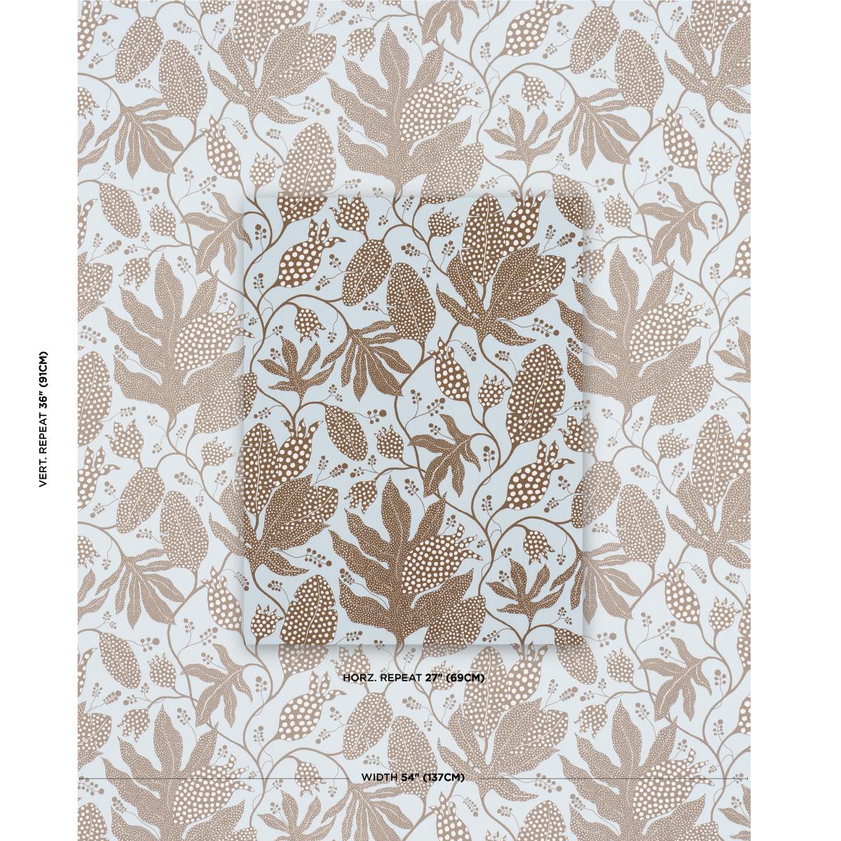 Schumacher Polka Dot Jungle Brown & Sky Fabric