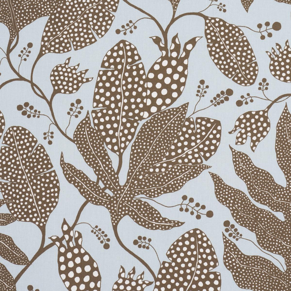 Schumacher Polka Dot Jungle Brown & Sky Fabric