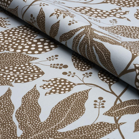 Schumacher Polka Dot Jungle Brown & Sky Fabric