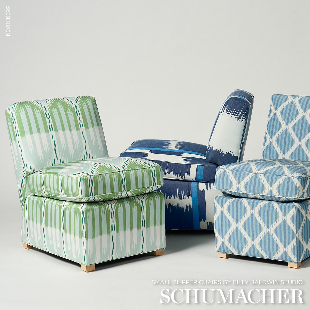 Schumacher Kai Striped Ikat Blue Fabric