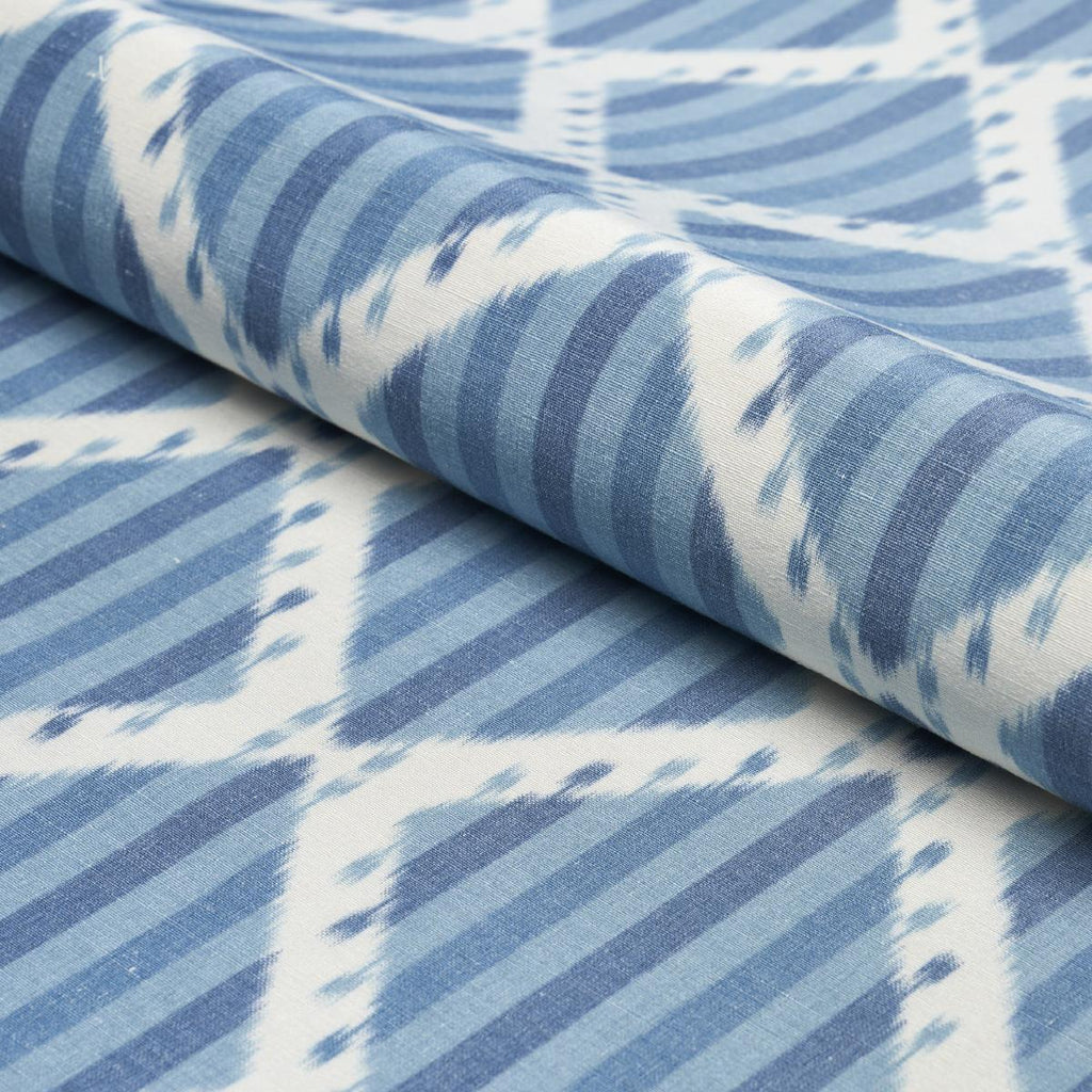 Schumacher Kai Striped Ikat Blue Fabric