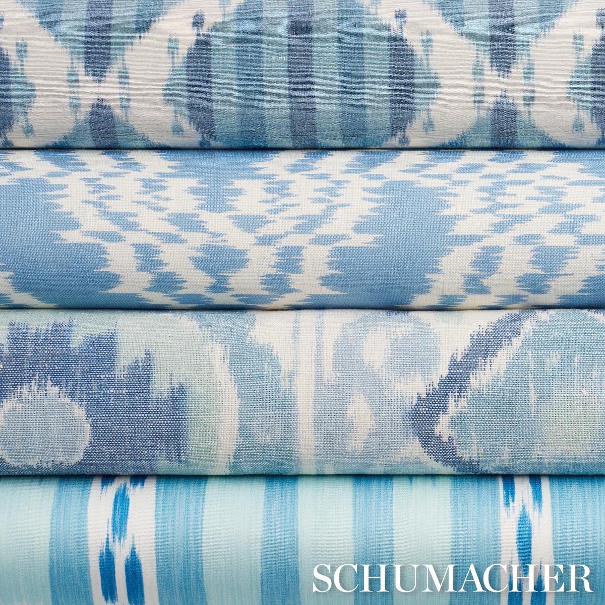 Schumacher Kai Striped Ikat Blue Fabric