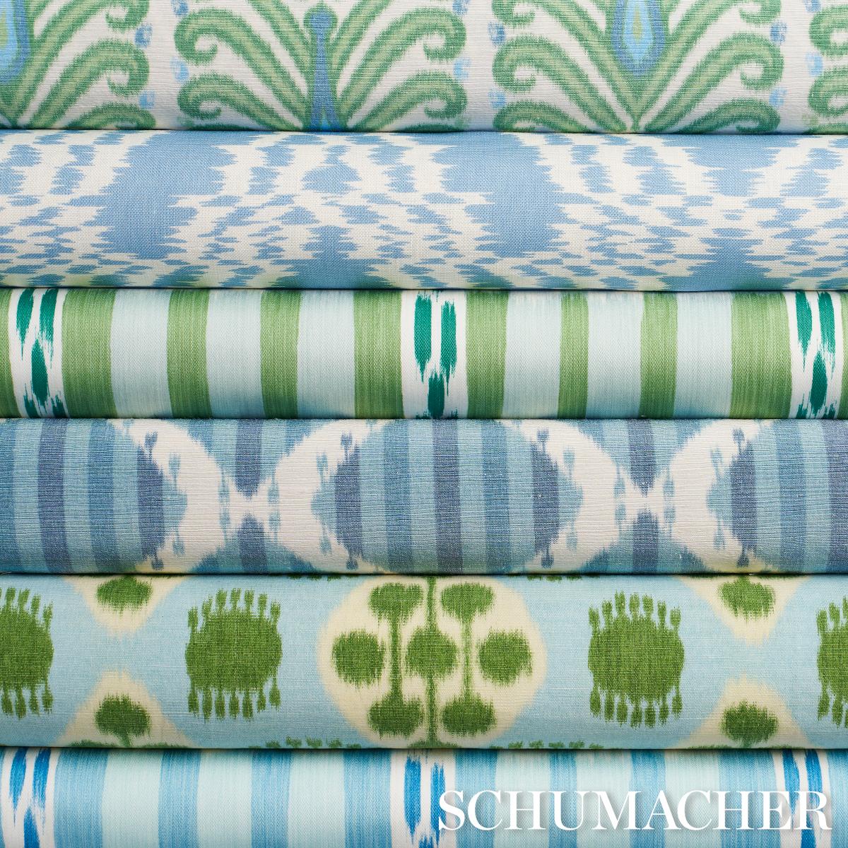 Schumacher Kai Striped Ikat Blue Fabric