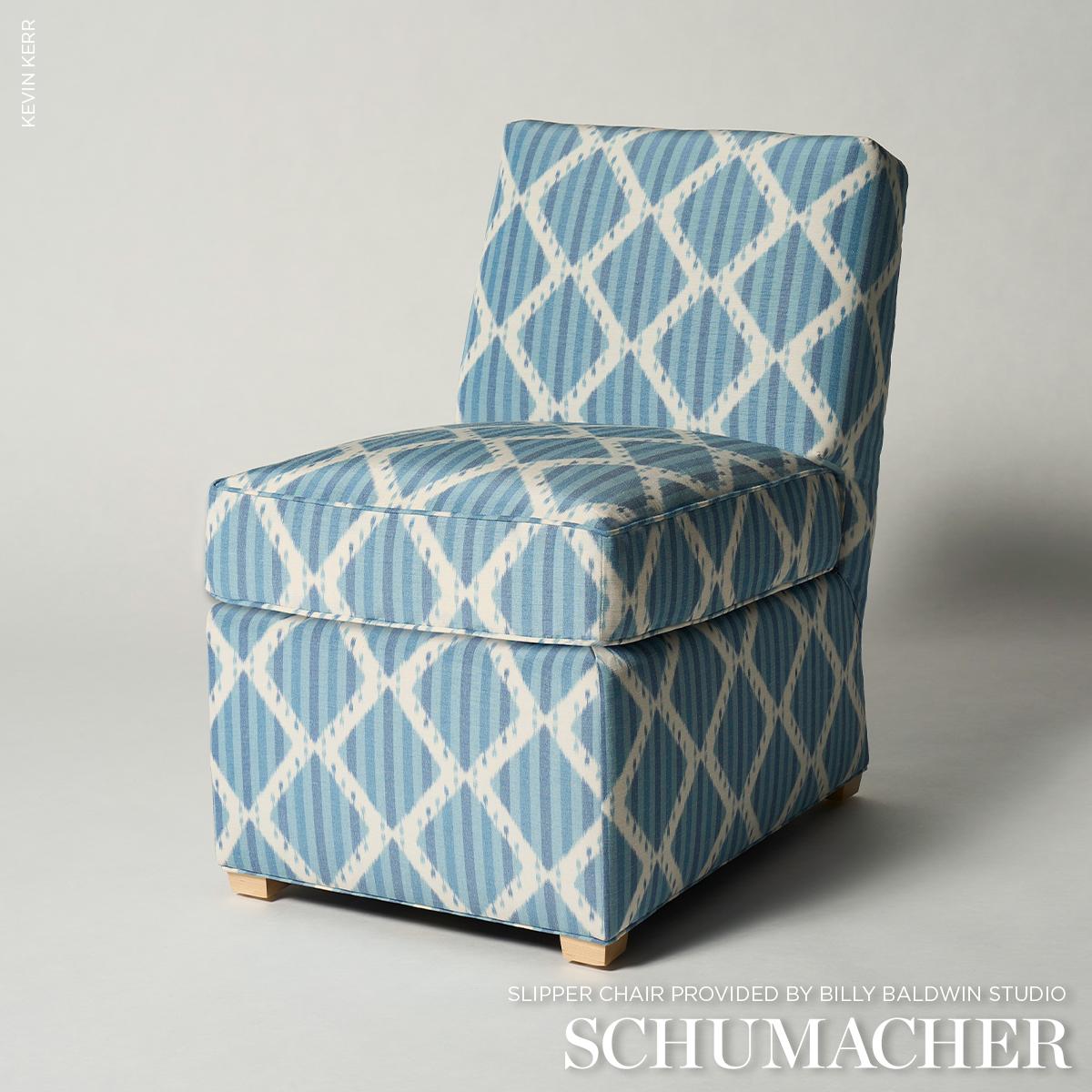 Schumacher Kai Striped Ikat Blue Fabric