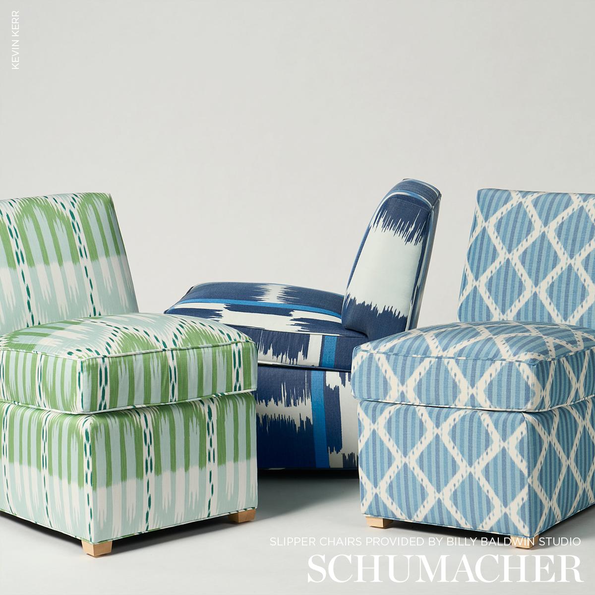 Schumacher Kai Striped Ikat Blue Fabric