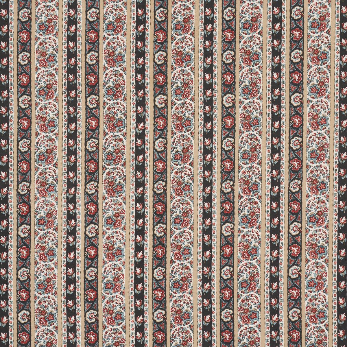 Schumacher Ines Paisley Rouge & Noir Fabric