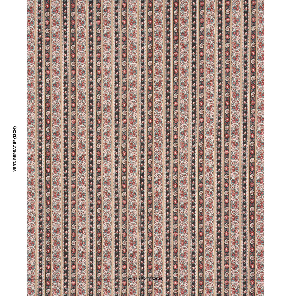 Schumacher Ines Paisley Rouge & Noir Fabric