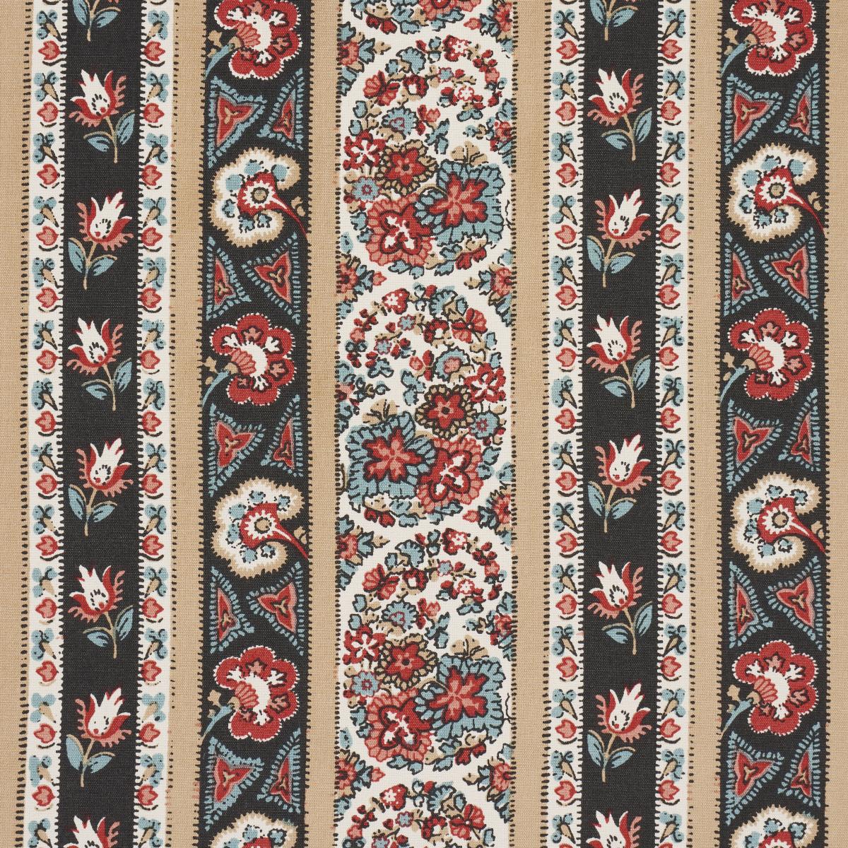 Schumacher Ines Paisley Rouge & Noir Fabric