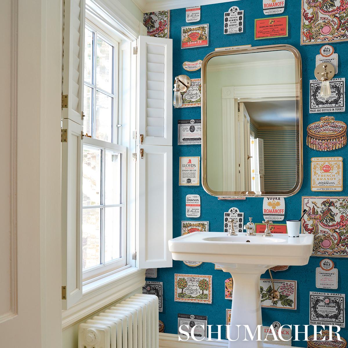 Schumacher Salud Grotto Blue Wallpaper