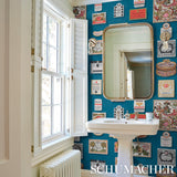 Schumacher Salud Grotto Blue Wallpaper