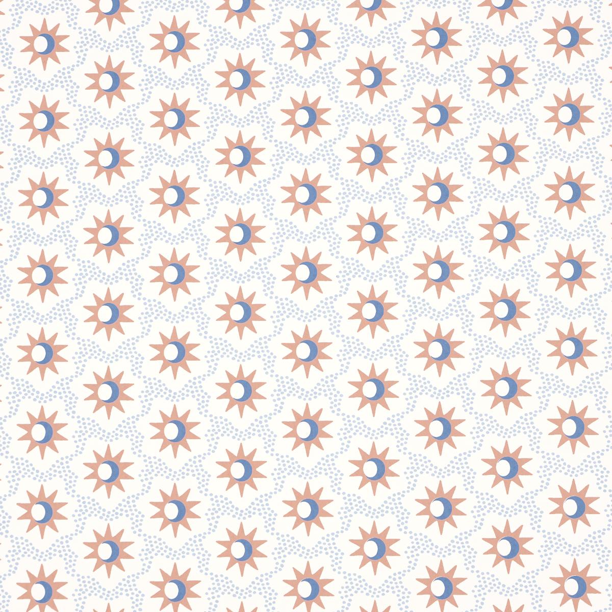 Schumacher Lucie Clay & Blue Wallpaper