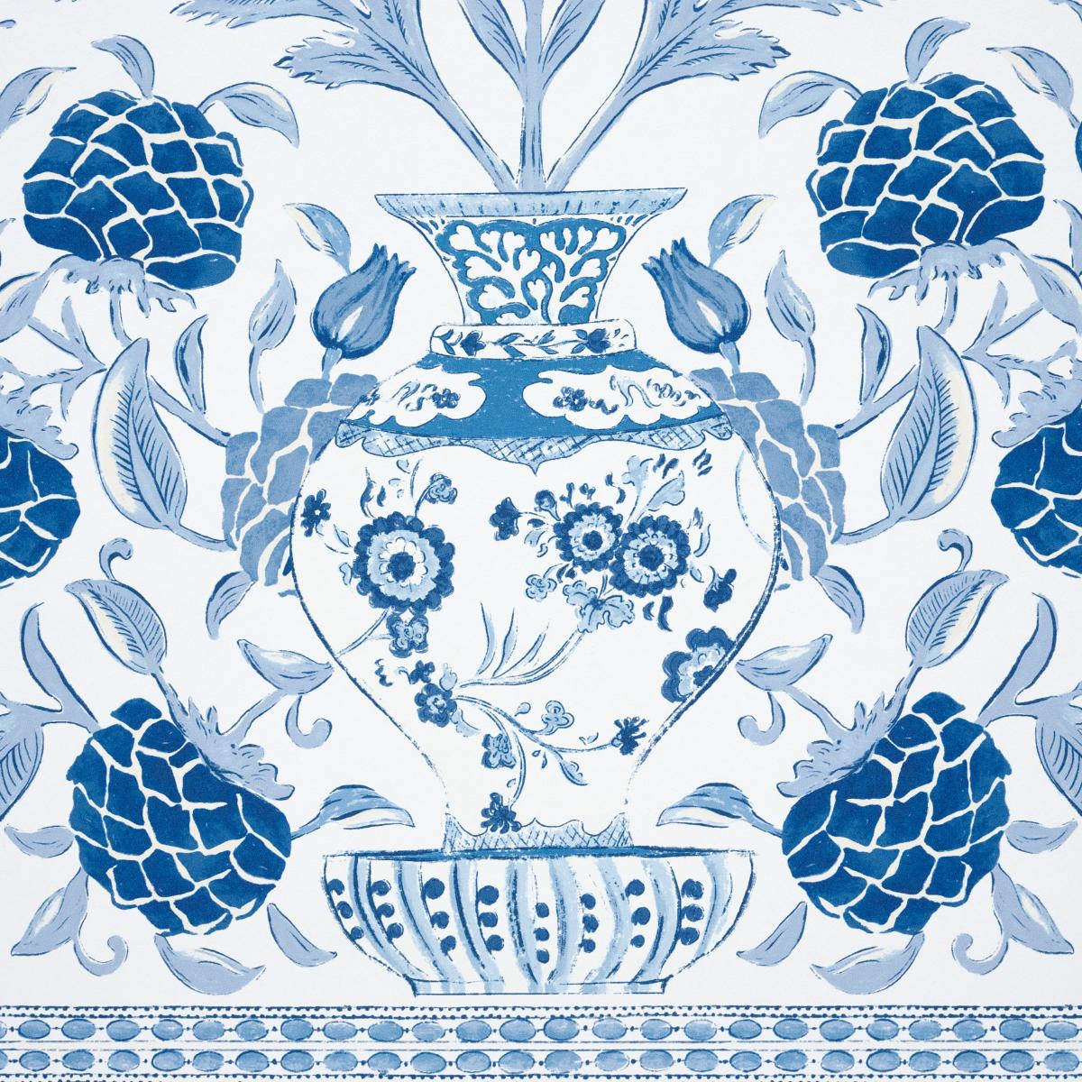 Schumacher Montecito Panel Set Indigo Wallpaper