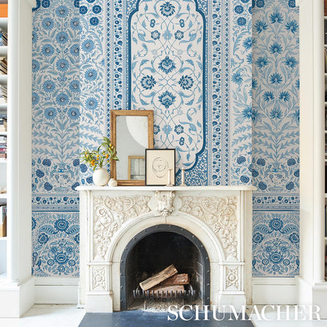 Schumacher Montecito Panel Set Indigo Wallpaper