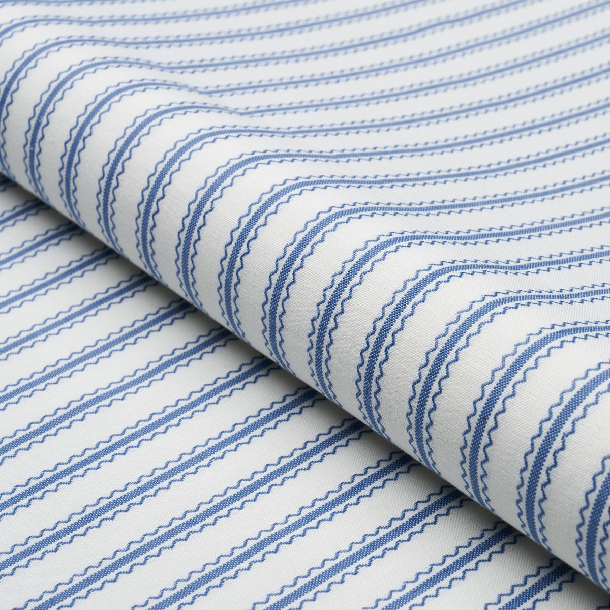 Schumacher Birdie Ticking Stripe Indigo Fabric