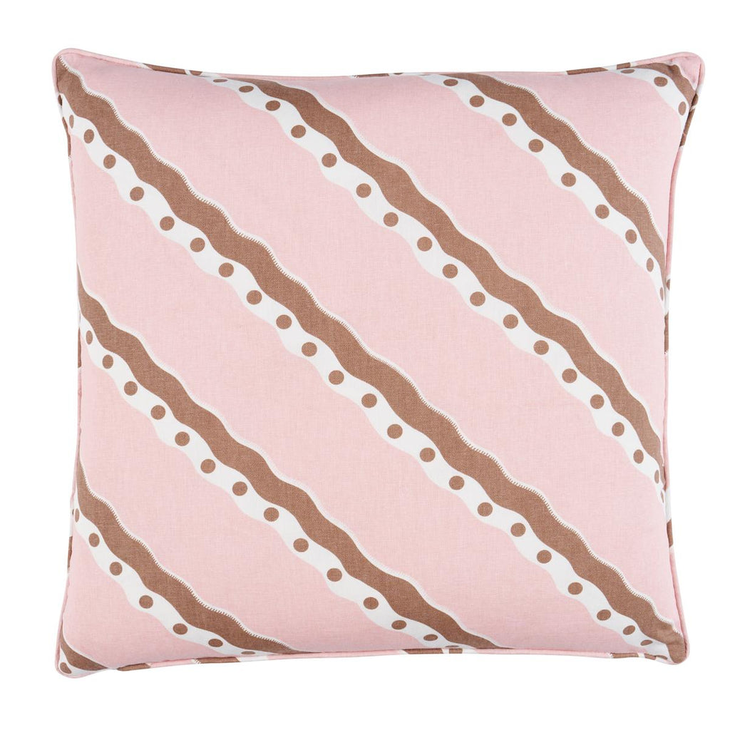 Schumacher Rousseau Stripe Cocoa & Blush 22" x 22" Pillow