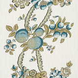 Schumacher Sylvain Floral Stripe Teal Fabric