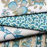 Schumacher Sylvain Floral Stripe Teal Fabric