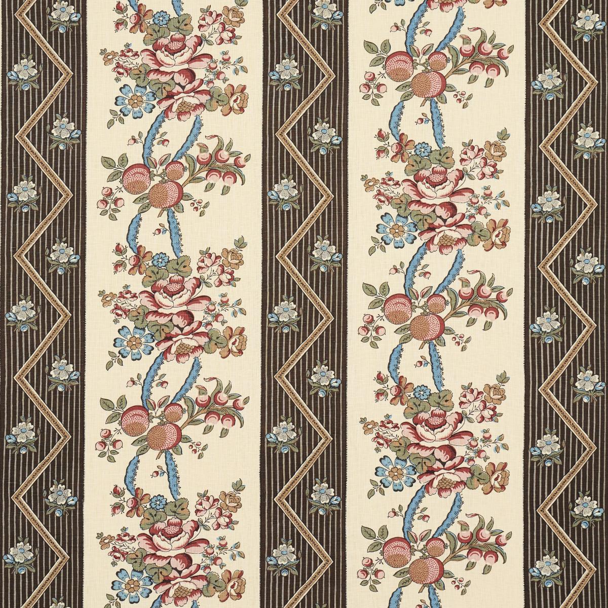 Schumacher Sylvain Floral Stripe Noir Fabric