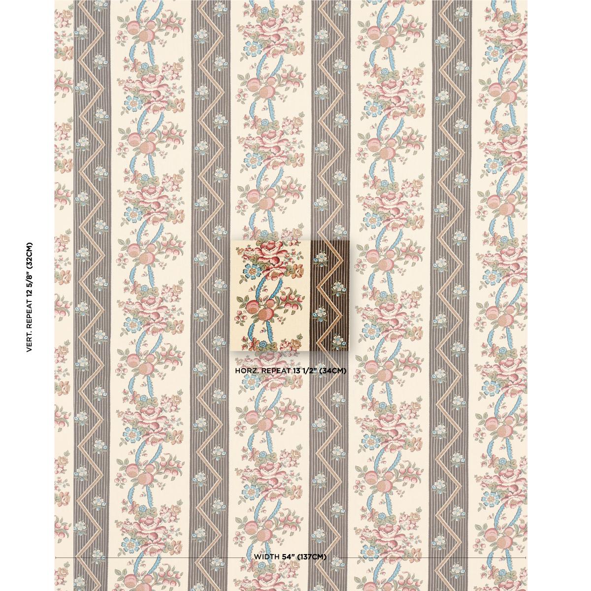 Schumacher Sylvain Floral Stripe Noir Fabric