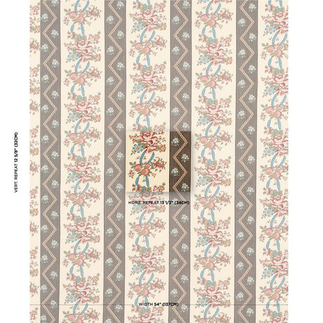 Schumacher Sylvain Floral Stripe Noir Fabric