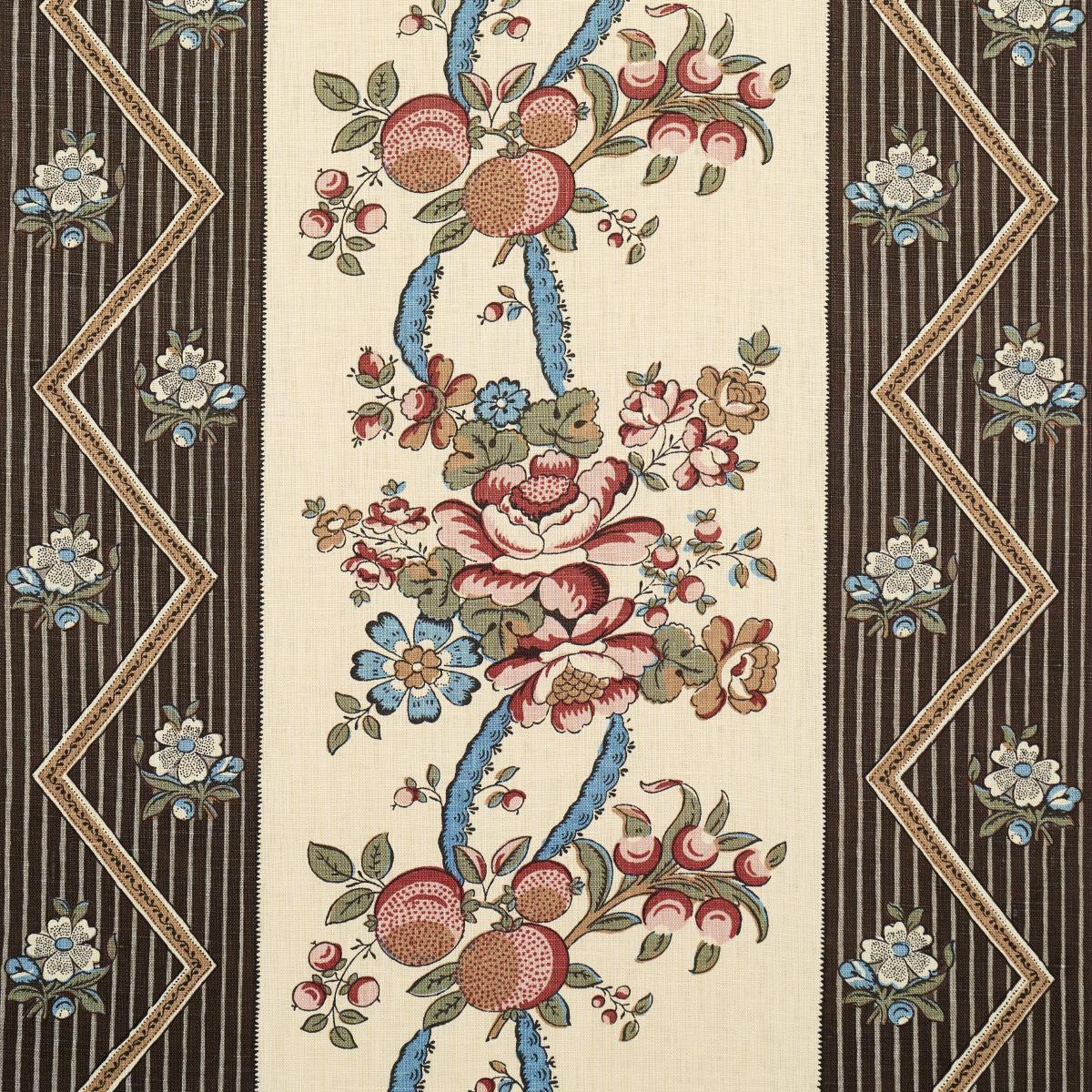 Schumacher Sylvain Floral Stripe Noir Fabric