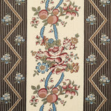 Schumacher Sylvain Floral Stripe Noir Fabric