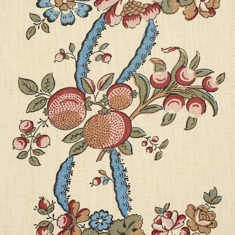 Schumacher Sylvain Floral Stripe Noir Fabric