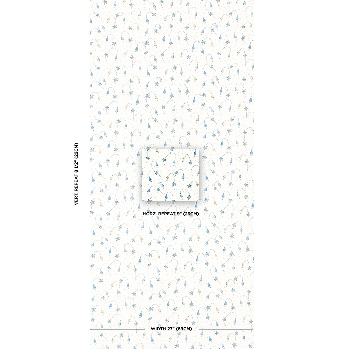 Schumacher Lolly Floral Blues Wallpaper