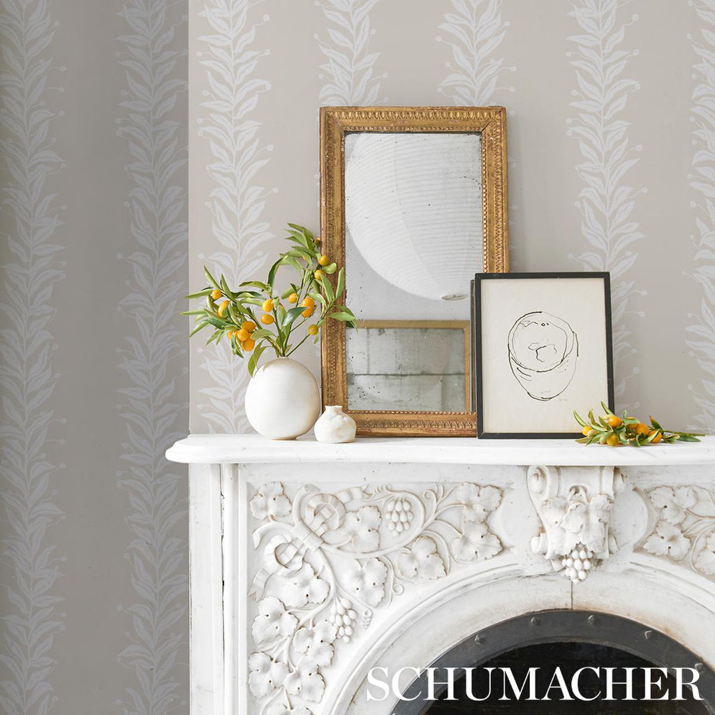 Schumacher Tendril Stripe Natural Wallpaper