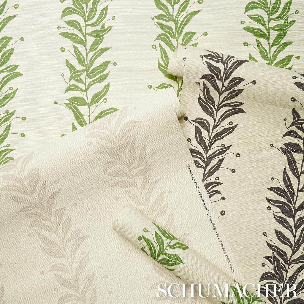 Schumacher Tendril Stripe Sisal Natural Wallpaper