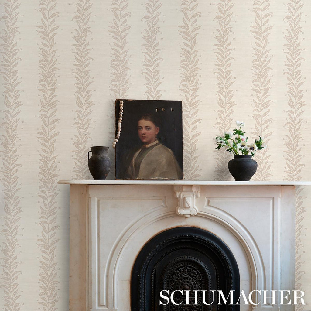 Schumacher Tendril Stripe Sisal Natural Wallpaper