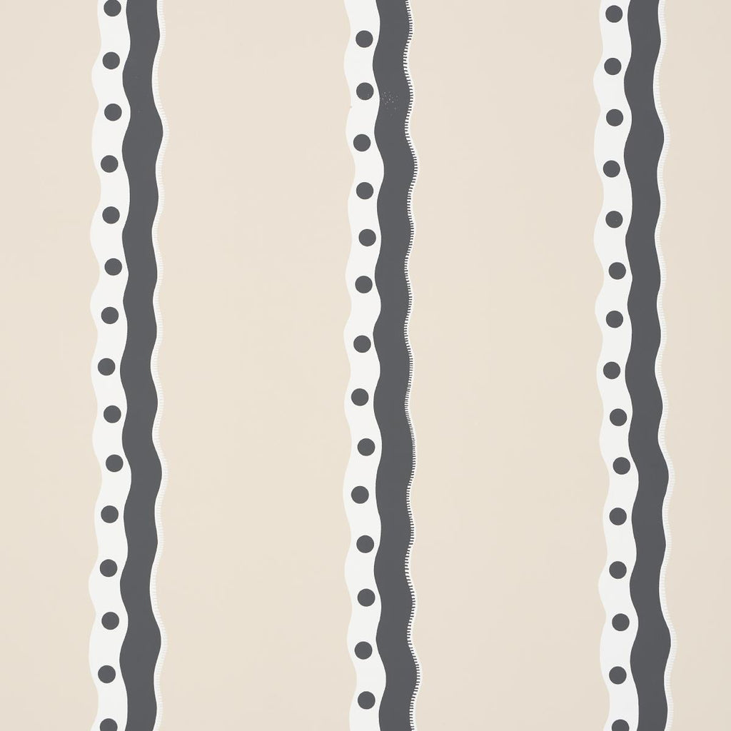 Schumacher Rousseau Stripe Noir & Cream Wallpaper