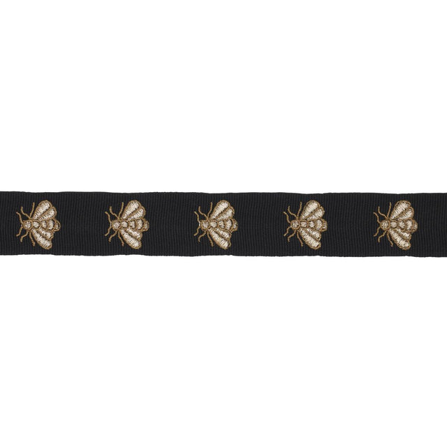 Schumacher Hubert'S Bees Tape Noir & Gold Trim