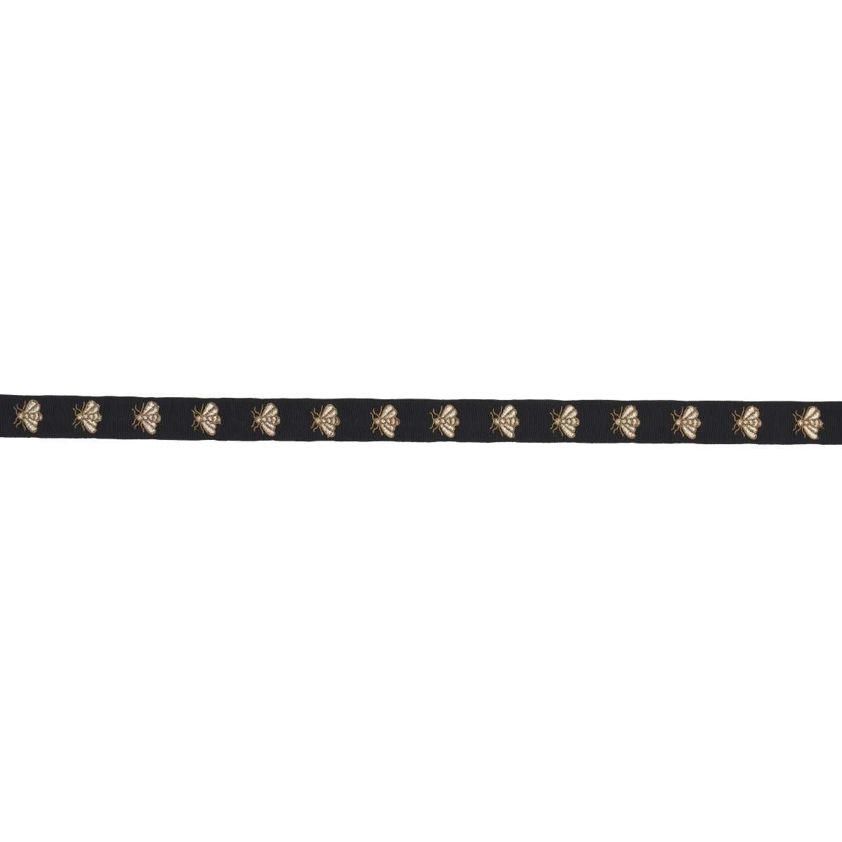 Schumacher Hubert'S Bees Tape Noir & Gold Trim
