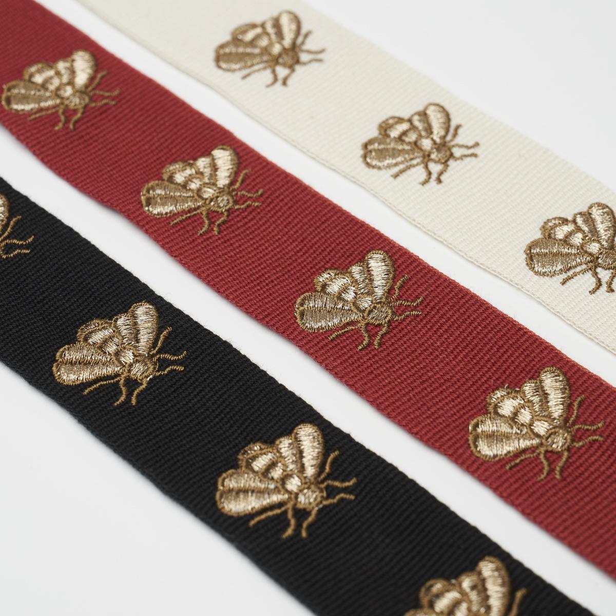 Schumacher Hubert'S Bees Tape Noir & Gold Trim