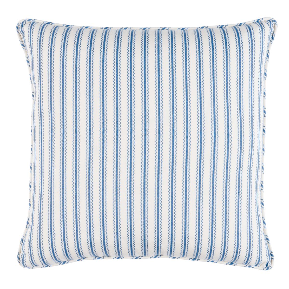 Schumacher Indigo 18" x 18" Birdie Ticking Stripe Pillow