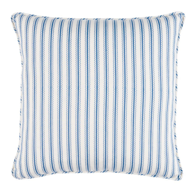 Schumacher Indigo 18" x 18" Birdie Ticking Stripe Pillow