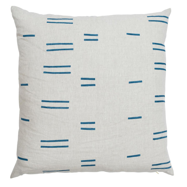 Schumacher Oaxaca Navy On Natural 22" x 22" Pillow