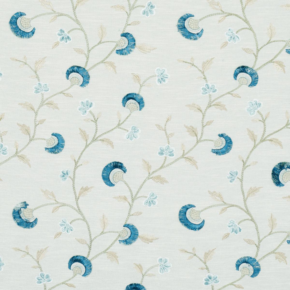 Schumacher Iyla Embroidery Mineral & Teal Fabric