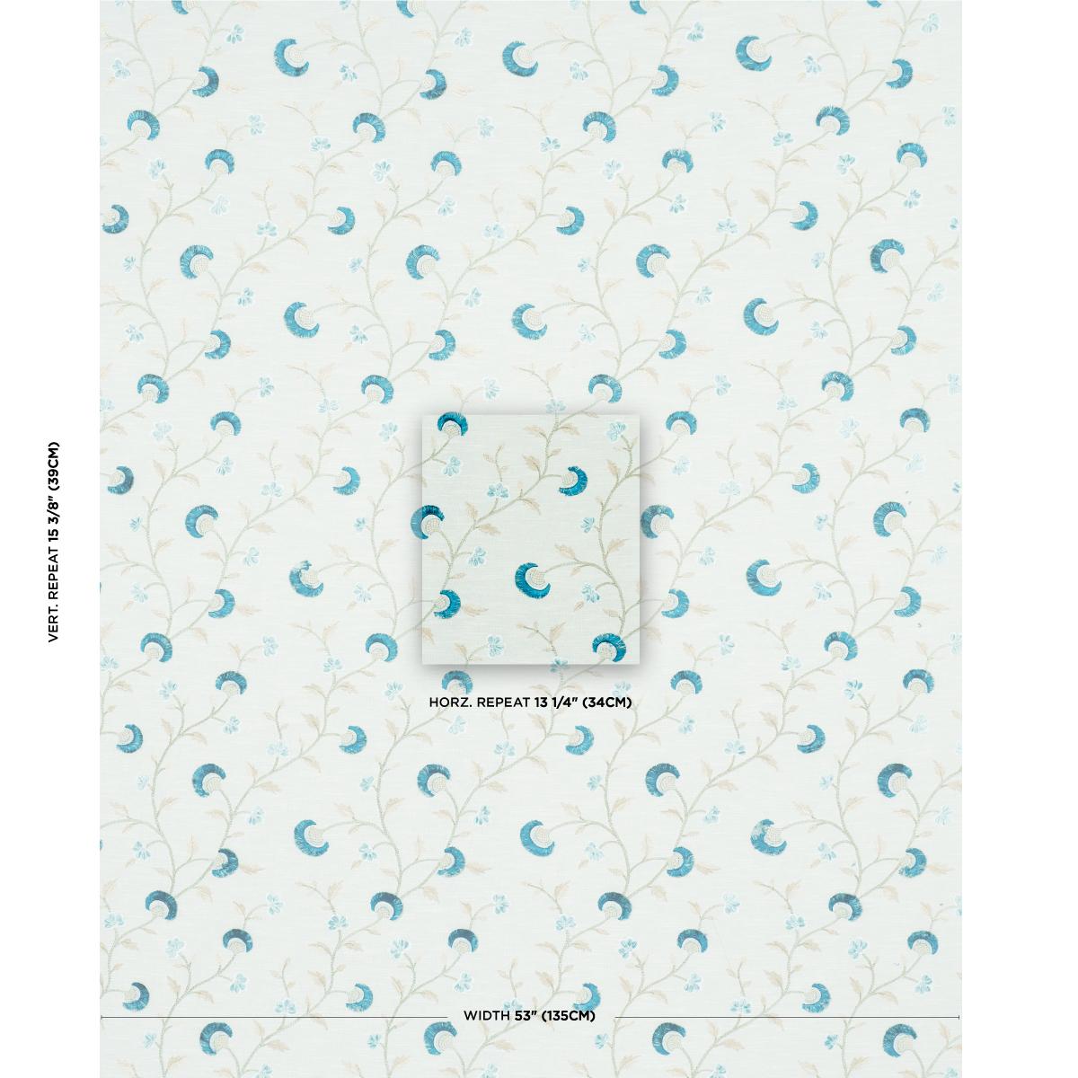 Schumacher Iyla Embroidery Mineral & Teal Fabric