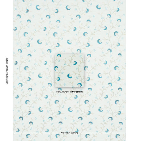 Schumacher Iyla Embroidery Mineral & Teal Fabric