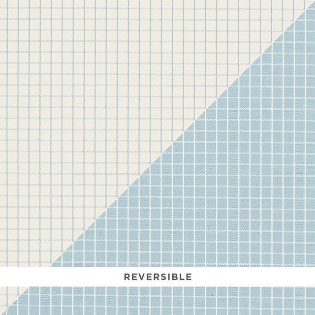 Schumacher Georgie Reversible Check China Blue Fabric
