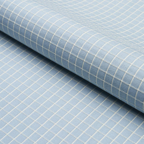 Schumacher Georgie Reversible Check China Blue Fabric