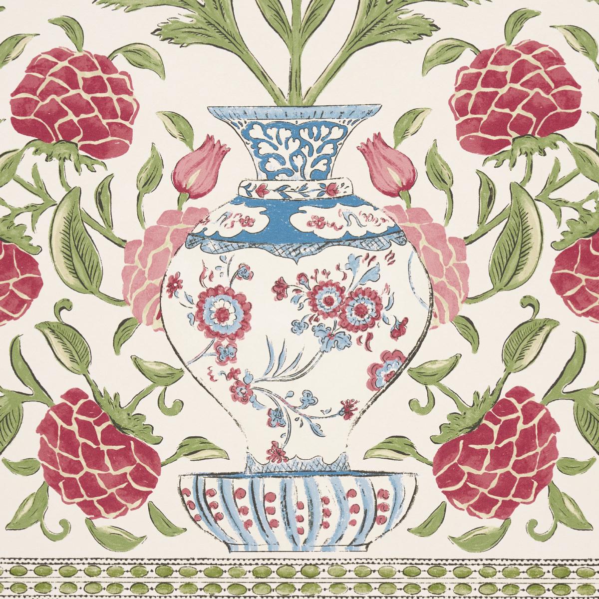 Schumacher Montecito Panel Set Red Wallpaper