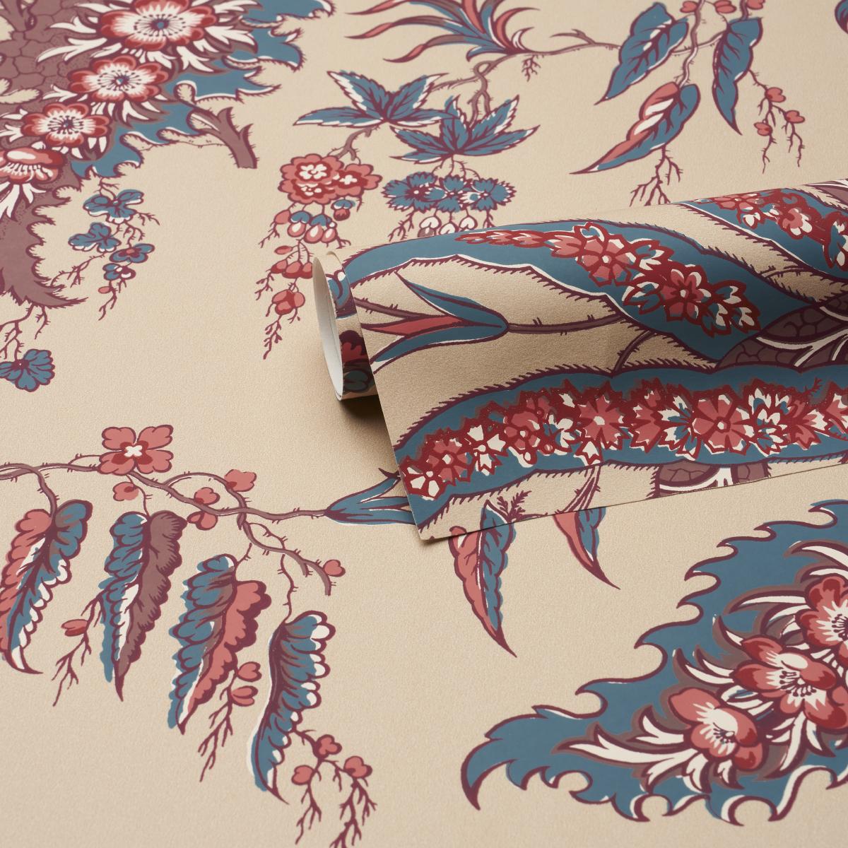 Schumacher Apolline Botanical Rouge & Bleu Wallpaper