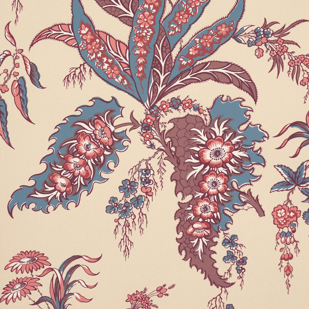 Schumacher Apolline Botanical Rouge & Bleu Wallpaper
